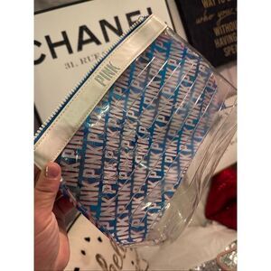 VS pink medium pvc/clear  cosmetic bag pouch bag red white blue